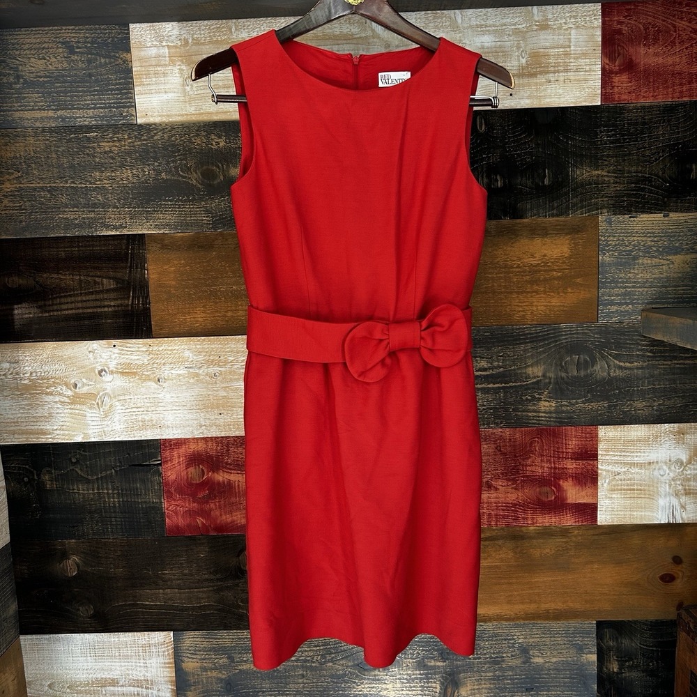 Red Valentino Dress Red Bow Tie Small Red